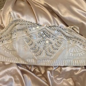 No label white beaded bralette top